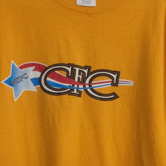 Vintage NASA T-Shirt MSEC & CFC Logos Mustard Yellow Size 3XL - Picture 3 of 8